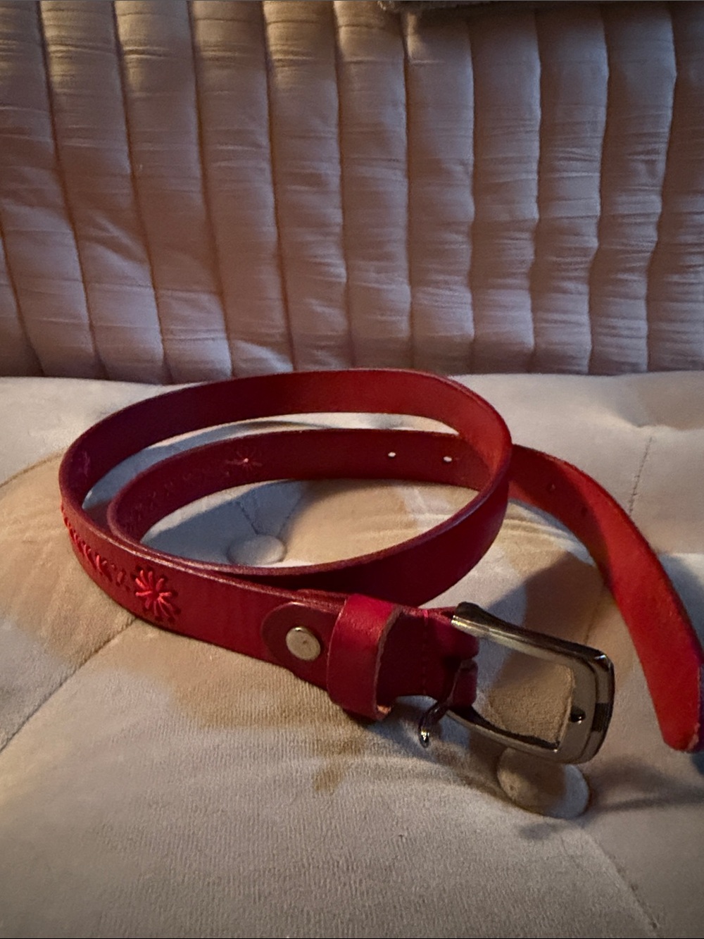 Red Leather Women’s Belt - Classic Casual Style